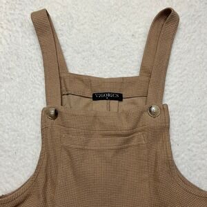 Vigorics Romper Womens S Brown Waffle Knit Textured Overall Jumpsuit Sleeveless